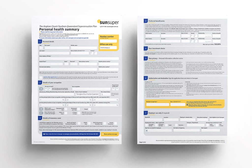 account form superannuation